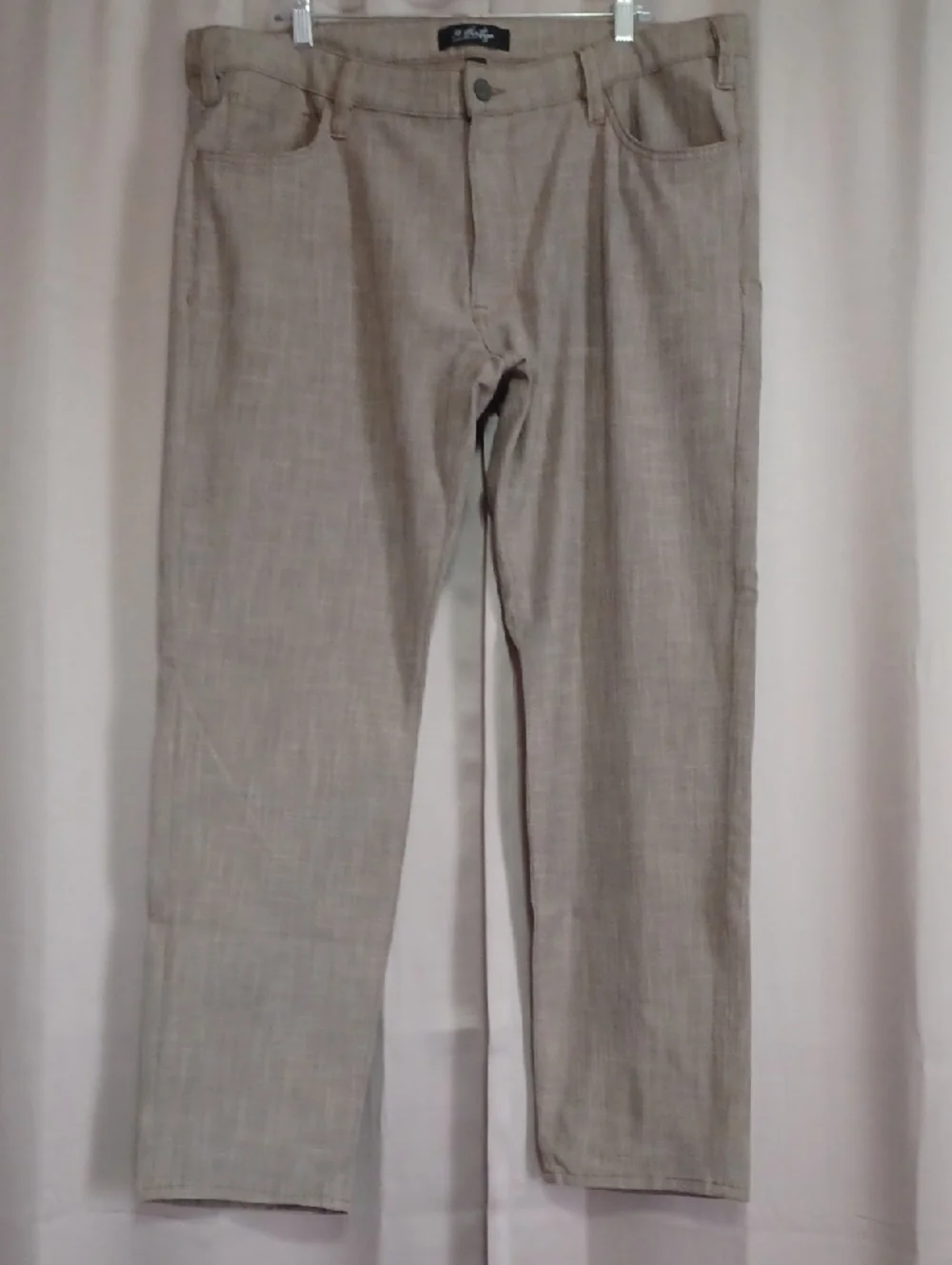 34Heritage Courage Tan Cross Hatch Twill Slacks 40/32 Double Belt Loops 5 Pocket